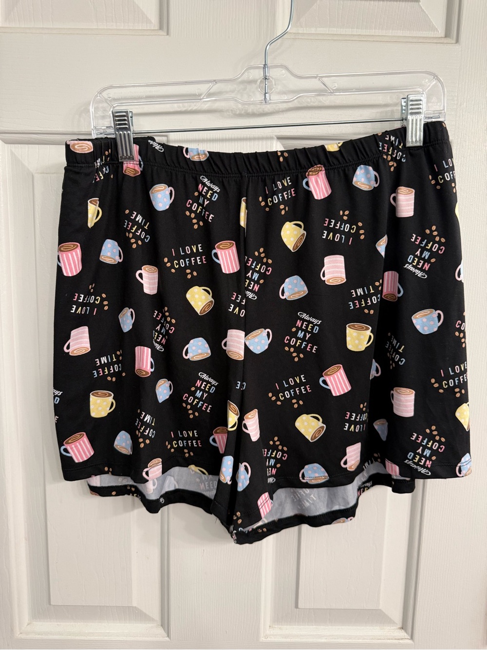 Women’s Black Coffee-Print Pajama Shorts